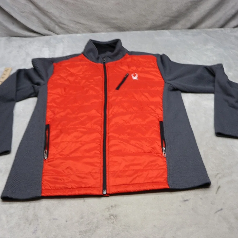 Spyder Jacket Men Large Volcano Orange Hybrid Quilted Full Zip Insulated Outdoor